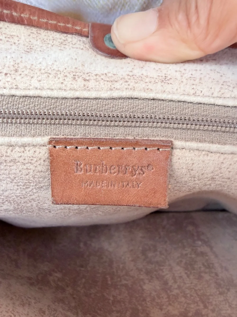 Vintage Burberrys Coated Canvas Messenger Crossbody Bag- OliveGrey